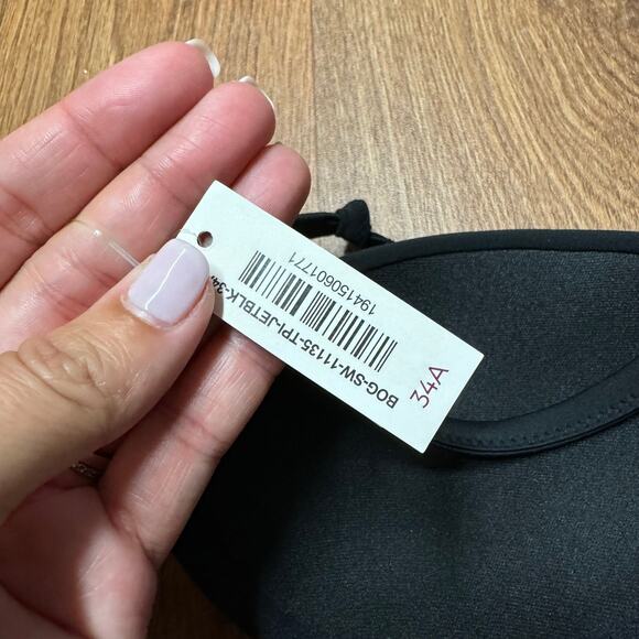 Adore Me Womens Solid Black Push Up Halter Bikini Swim Top Size 34A Bra Cup - Picture 5 of 6